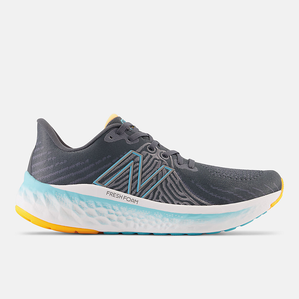 New Balance Fresh Foam X Vongo v5 Shoes Graphite with Summer Aqua and Hot Marigold